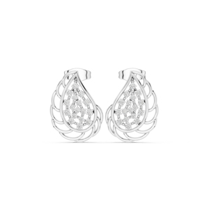 Boucles d'oreilles clous en or blanc 14 carats avec diamants de laboratoire ronds pour femme – Cadeau d'anniversaire – Nouveaux diamants cultivés - Product Image 1