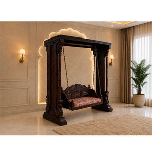 Columpio Tradicional de Madera para Sala de Estar, Estilo Moderno, Madera de Teca, Desmontable, Ecológico, Cadenas de Latón, Madera Sólida - Product Image 1