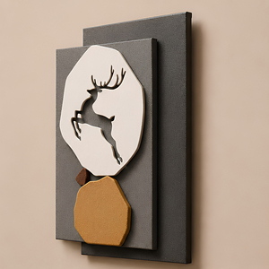 Décoration murale géométrique cerf – Art mural moderne en MDF – Panneau géométrique minimaliste – Pièce décorative suspendue sur le thème de la faune - Product Image 2