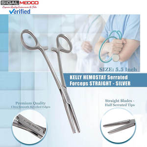 Juego de 2 Pinzas Hemostáticas Kelly Rectas y Curvas de 5.5 Pulgadas, Pinzas de Bloqueo, Instrumentos Quirúrgicos Manuales de Acero Inoxidable - Product Image 2