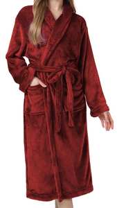 Bata de baño de felpa tejida para mujer, suave, cálida, de secado rápido, de alta calidad, lisa, de longitud completa - Product Image 6