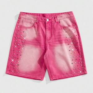Shorts en jean décontractés pour hommes SHY SPORTS, sur mesure, style vintage, fermeture éclair, ourlet brut, tissu en coton respirant, séchage rapide, été - Product Image 1