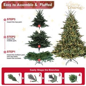 Sapin de Noël artificiel articulé de 1,80 m en PE/PVC pré-éclairé avec 500 lumières LED, design de luxe - Product Image 3