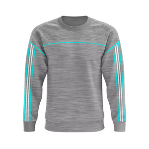 เสื้อสเวตเชิ้ตคอกลมสีเทอร์ควอยซ์สำหรับผู้ชาย ทรงปกติ ผ้าถัก สีพื้น สวมใส่สบายๆ ในฤดูใบไม้ร่วง แขนยาว - Product Image 2