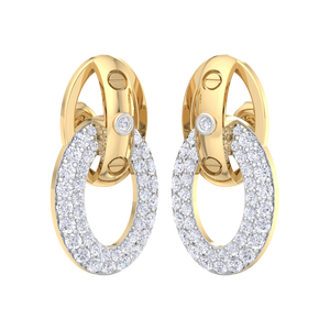 Pendientes de Aro con Diamantes Chapados en Oro de 18K de Primera Calidad, Pendientes Largos con Eslabones Ovalados Entrelazados de Lujo para Mujer, Joyería Fina - Product Image 4