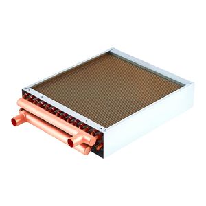 Scambiatore di calore acqua-aria 14 x 14 pollici 65K BTU con tubi alettati in rame e alette in alluminio per HVAC - Product Image 1