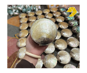 Mother of Pearl Jewelry Organizer Lustrous Round Jewelry <b>Box</b> <b>Red</b> Velvet Interior Vintage Luxury Mother of Pearl Jewelry <b>Box</b> - Product Image 1