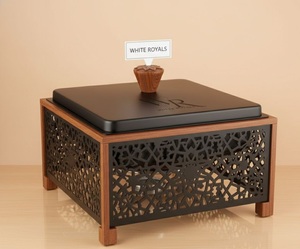 Plat de service isotherme noir mat moderne avec support à motif islamique – Collection de vaisselle de luxe du Moyen-Orient pour garder les aliments au chaud - Product Image 2
