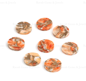 Meilleure Qualité 14mm Forme Pièce Plate Corail Naturel Éponge Cuivre Lisse Pierres Précieuses Libres pour Fabrication de Bijoux Pendentif Boucles d'Oreilles - Product Image 6