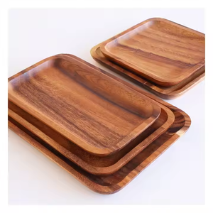 Plateau à vaisselle en bois d'acacia écologique à un seul niveau avec compartiments - Product Image 1