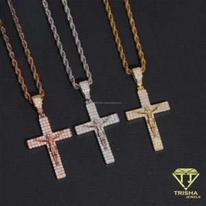 สร้อยคอจี้รูปกางเขนฮิปฮอปประดับเพชรโมอิสซาไนต์ เงินแท้ 925  แบบ Iced Out เครื่องประดับทางศาสนา - Product Image 1