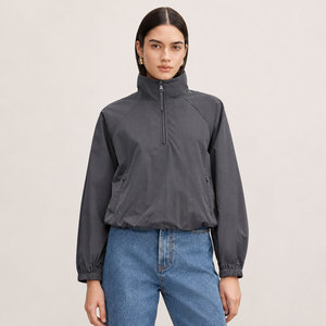 Trendy <b>Women's</b> Minimalist Windbreaker <b>Jacket</b> <b>Lightweight</b> Loose Fit Half Zip Outdoor Casual Sportswear - Product Image 1