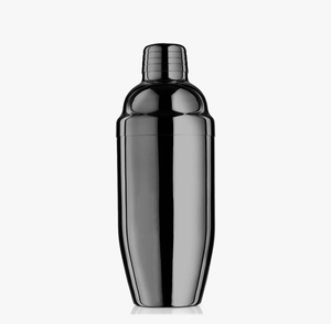 Shaker à cocktails en acier inoxydable à double paroi de haute qualité, finition noire thermolaquée avec couvercle passoire pour la préparation de boissons en bar. - Product Image 2
