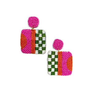 Pendientes de bordado hechos a mano con cuentas de semillas de colores personalizados, estilo colgante de Blossom Craft India - Product Image 2