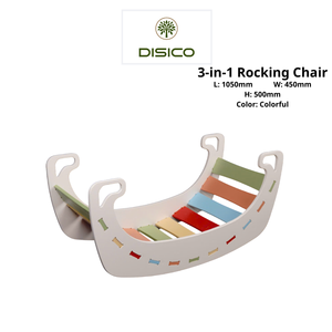Balançoire scandinave en bois pour enfants, design semi-circulaire, écologique, avec dossier robuste. - Product Image 3