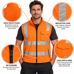Chaqueta de seguridad industrial, chaleco reflectante de trabajo para hombres, construcción, minería, control de tráfico, protección para trabajo al aire libre - Product Image 6