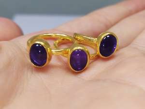 Anillo de Plata de Ley 925 Hecho a Mano con Triple Amatista de Lujo, Sin Níquel, Regalo para Ella, Día de la Madre - Product Image 5