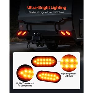 Kit de 4 feux arrière LED transparents 12V étanches ovales pour remorque, feux stop, feux de freinage, feux de position, compatibles avec les bateaux et les véhicules tractés - Product Image 3