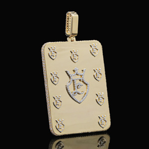 Pendentif Hip Hop de Luxe pour Homme en Alliage Plaqué Or avec Diamants CZ Effet Glacé - Product Image 2