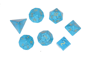 Dés en pierre de haute qualité, howlite bleue, turquoise, cristaux naturels, pierres de guérison reiki, ensemble de dés gravés sur mesure, cristaux vikings - Product Image 5