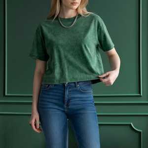 T-shirt en molleton de coton pour femme, col rond, manches courtes, coupe ample, séchage rapide, 220g, style décontracté, toutes saisons - Product Image 1