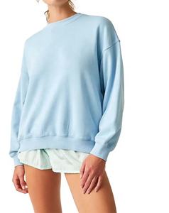 Alta calidad Vintage moda algodón cuello redondo personalizado pulóver azul Sexy sudaderas más vendidos OversizeFit tamaño mujer sudadera - Product Image 1