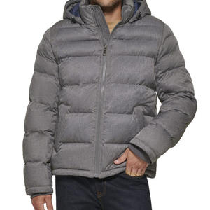 Veste matelassée imperméable de qualité supérieure avec fermeture éclair, entièrement personnalisable, chaude pour l'hiver, style urbain, délavée, pour homme, à col montant et à capuche - Product Image 1