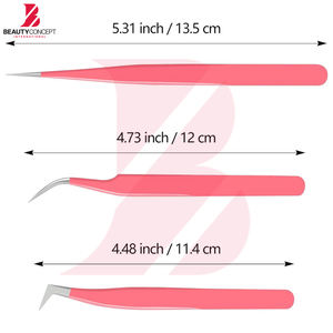 Lot de 3 pinces à épiler roses en acier inoxydable, qualité supérieure, outils de beauté et de précision pour cils, faible MOQ, vente en gros - Product Image 5