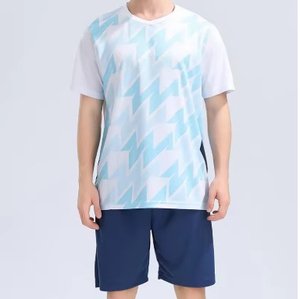 ชุดเสื้อฟุตบอลผู้ชายสีม่วงลายเรขาคณิต แขนสั้น คอวี แห้งเร็ว ผลิตจากโพลีเอสเตอร์ เหมาะสำหรับทุกฤดูกาล - Product Image 3