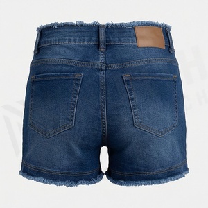 Shorts en jean stretch slim pour femme, déchirés avec franges, tenue décontractée d'été, streetwear tendance et chic - Product Image 2