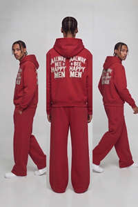 Survêtements personnalisés brodés effet vieilli pour hommes – Hoodie ample d'hiver avec patch brodé et fermeture éclair - Product Image 4