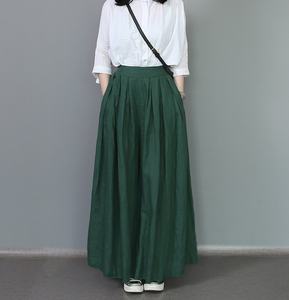 Women High Waist Wide Leg <b>Pants</b> Solid Color Linen Cotton Loose Fit Full Length Pleated Elastic Waist Casual <b>Summer</b> Trousers - Product Image 5