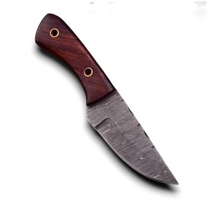 มีดล่าสัตว์แบบใบมีดติดกันเต็มด้าม ปรับแต่งได้ตามความต้องการ (OEM) ใบมีดสแตนเลส ความยาว 203 มม. พร้อมรูสำหรับแขวนเชือก ด้ามไม้ - Product Image 1