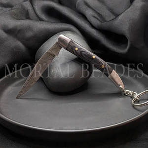 Personalización de acero de Damasco Mini cuchillo de bolsillo llavero plegable nuevo estilo al aire libre Camping cuchillo de bolsillo plegable llavero - Product Image 4
