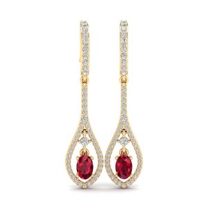 Boucles d'oreilles pendantes REYES en argent sterling 925 avec rubis et moissanite certifiée GRA, bijoux fins pour femmes, prix de gros - Product Image 3