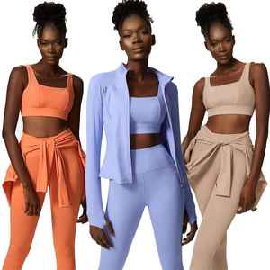 Unique Style Comfortable <b>Women</b> Yoga Set Halter Strap High Waist 2 Piece Set Front Logo Light Weight Best Selling - Product Image 4