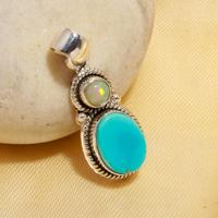 Nouveau pendentif bohème occidental tendance en turquoise d'Arizona, pendentif en argent sterling, bijoux faits à la main en gros
