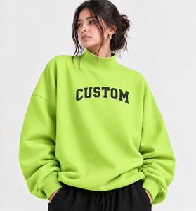 Sweat-shirt personnalisé en tissu polaire tricoté léger, coupe oversize, motif uni, style hiver, avec appliqué, col montant, pour un usage quotidien - Product Image 1