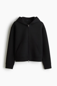 <b>Women's</b> <b>Black</b> Knitted Zip-Up <b>Hoodie</b> Drop Shoulder Long Sleeve Pullover Sweatshirt Eco-Friendly Kangaroo Pocket - Product Image 2