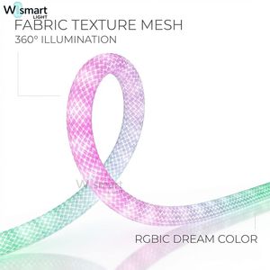 Ruban lumineux néon RGBIC en silicone tissé 360° °   Tube Réticulé Rond IP67 Couleurs Rêveuses pour Événements et Architecture OEM - Product Image 2
