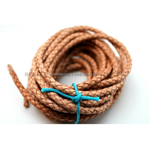 Wholesale 5mm Natural Braided Bolo <b>Leather</b> Cord for <b>Bracelet</b> Necklace Craft Supplies - Product Image 3