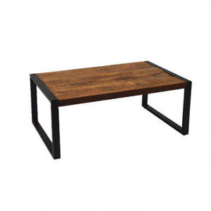Mesa de Centro de Madera Maciza de la Mejor Calidad con Acabado en Nogal, Mueble Decorativo para Sala de Estar con Patas de Metal Negro, Mejor Precio - Product Image 6