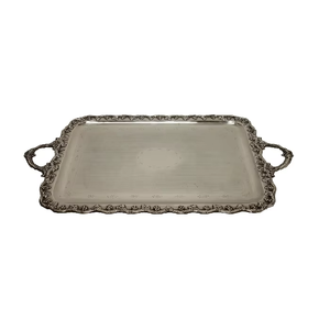 Plateau décoratif en laiton avec motif floral gravé, forme irrégulière, design bohème, pièce unique avec poignée - Product Image 5