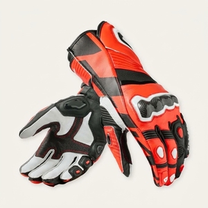 <b>Red</b> Black Leather Motorbike <b>Gloves</b> Wrist Length Heat Transfer Printing Durable Cycling Spring Autumn Style - Product Image 3
