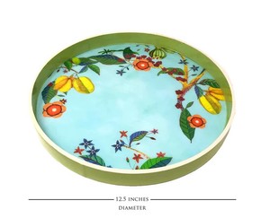 Juego de bandejas de servir redondas de madera con diseño floral colorido, bandejas decorativas bohemias para el hogar y la cocina, hechas a mano, multifuncionales, bandeja de regalo de Navidad - Product Image 3
