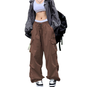 Custom Logo Breathable Mid Waist Winter Cargo Pants Women Oversized Fashion Streetwear <b>Trousers</b> Loose Fit Pants with Pockets - Product Image 4