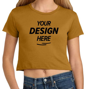 Custom Brand Women <b>Crop</b> T-Shirt Summer Premium Weight 100% Cotton Soft Breathable Solid Plain Cropped Tee Shirt Bulk - Product Image 4
