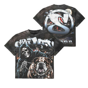 Camiseta Extra Grande Personalizada para Hombre, 100% Algodón, Estilo Urbano, Lavado Ácido Vintage, Corte Cuadrado, Estampados Gráficos Premium - Product Image 2