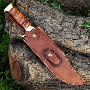 Custom Handmade Carbon Steel Hunting <b>Knife</b> with <b>Bone</b> <b>Handle</b> 15 Inch Blade Brass Bolster Ambidextrous Durable - Product Image 6