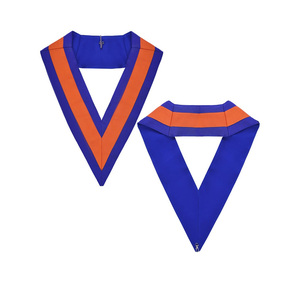 Collier de cérémonie en velours bleu et orange Saint-Léonard le Martyr, fournisseur et fabricant sur mesure de tenues cérémonielles maçonniques - Product Image 3